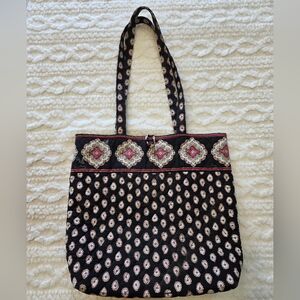 Vera Bradley Tote Bag – Classic Black Pattern Quilted Shoulder Bag